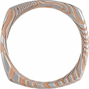 Damascus Steel Patterned Square Band STST52049 - 8 mm