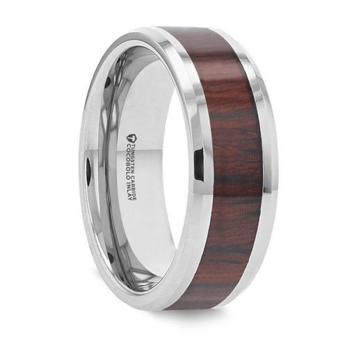 PRESLEY Tungsten Carbide Ring with Rich Cocobolo Wood Inlay - 8mm