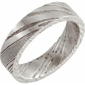 Damascus Steel Flat Patterned Band STST4 - 6 mm - 8 mm