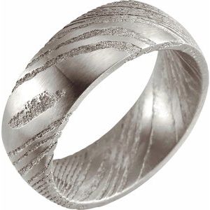 Damascus Steel Flat Patterned Band STST6 - 6 mm - 8 mm