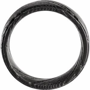 Damascus Steel Flat Black Patterned Band STST1 - 8 mm