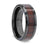 KAI Beveled Black Ceramic Ring with Cocobolo Wood Inlay - 8mm