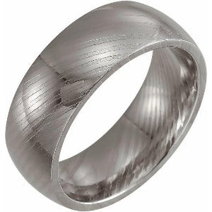 Damascus Steel Patterned Band STST52072 - 8 mm