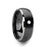 GLENDALE Domed Black Ceramic Comfort Fit Wedding Band with Polished Tungsten Edges and White Diamond Setting - 8mm