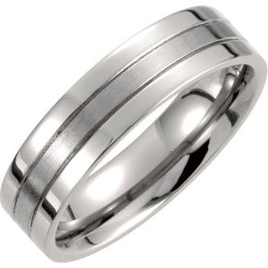 Titanium Grooved Band T845 - 6 mm