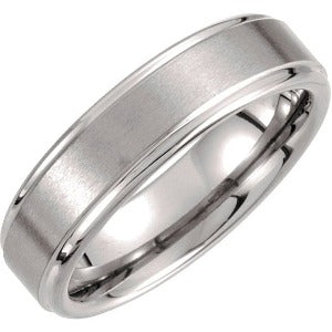 Tungsten Satin and Polished Edge Band TAR204 - 6 mm