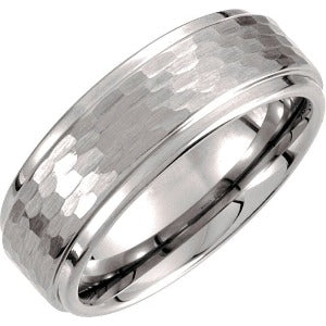 Tungsten Ridged Band with Bark Finish TAR499 - 8 mm