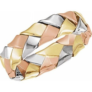 14K Tri-Color Woven Band 50122 - 5.5 mm