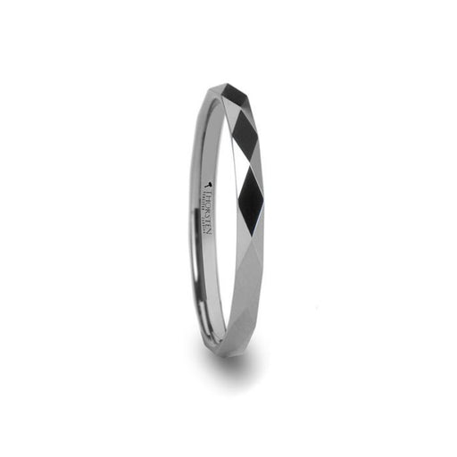 ATLANTIS Diamond Faceted Womens Tungsten Ring - 2 mm
