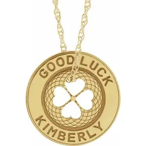 Engravable Good Luck Token Necklace 87246