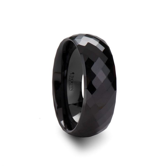 DRACO 288 Diamond Faceted Black Ceramic Ring - 4mm - 8mm