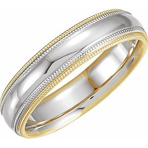 14K Yellow & White Half Round Band with Double Milgrain 5721 - 5.5 mm