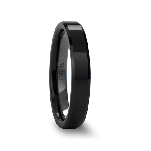 CITAR Beveled Black Ceramic Ring with Polished Finish - 4mm - 12mm