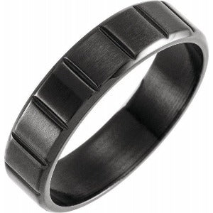 Black PVD Titanium Grooved Band T52135 - 6 mm