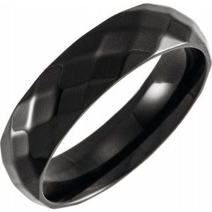 Black PVD Titanium Faceted Band T52136 - 6 mm