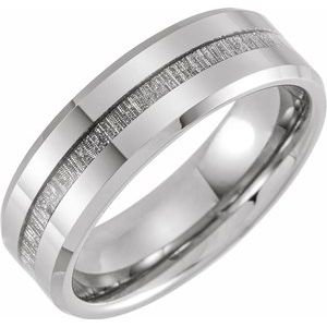 Tungsten Beveled-Edge Band with Imitation Meteorite Inlay TAR52110 - 8 mm