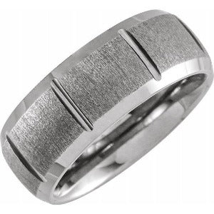 Tungsten Grooved Beveled Edge Band TAR52121 - 8 mm