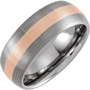 18K Rose Gold PVD Tungsten Half Round Band TAR52122 - 8 mm