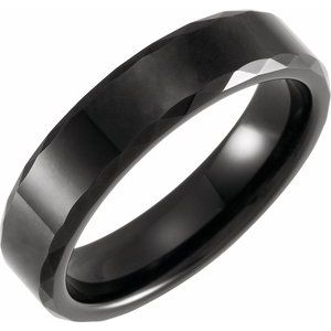 Black PVD Tungsten Faceted Beveled-Edge Band TAR52133 - 6 mm