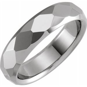 Tungsten Faceted Beveled-Edge Band TAR52145 - 6 mm