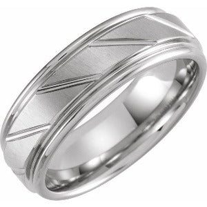 Tungsten Grooved Band with Satin Finish TAR52159 - 7 mm