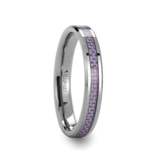 IRIS Beveled Tungsten Wedding Band with Purple Carbon Fiber Inlay -  4mm & 6mm