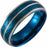 Blue PVD Tungsten Patterned Flat Edge Band TAR52137 - 8 mm