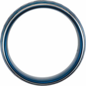 Blue PVD Tungsten Patterned Flat Edge Band TAR52137 - 8 mm