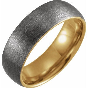 18K Yellow Gold PVD Tungsten Half Round Band with Satin Finish TAR52127 - 8 mm
