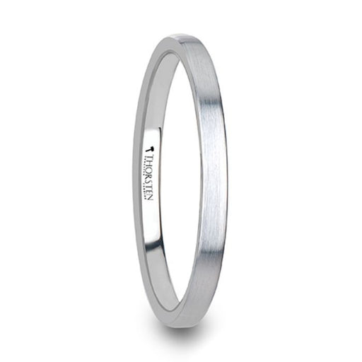 MASON Flat Brush Finished White Tungsten Wedding Ring - 2mm - 8mm