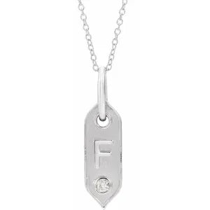 Initial F .05 CT Natural Diamond 16-18" Necklace 653627