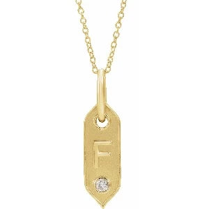 Initial F .05 CT Natural Diamond 16-18" Necklace 653627