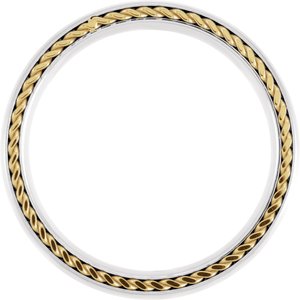 Titanium Domed Band with Yellow Gold PVD Steel Rope Inlay T52144 - 6 mm