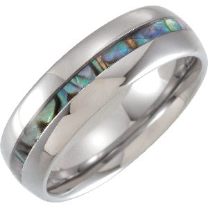 Tungsten Domed Band with Pearl Shell Inlay TAR52147 - 8 mm