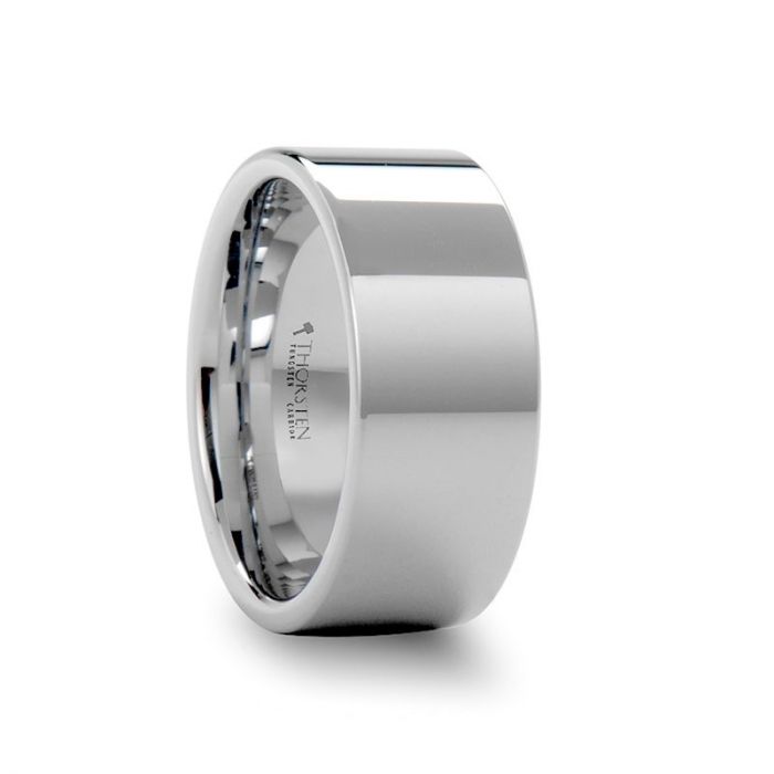 SHELTON Pipe Cut White Tungsten Carbide Ring with Polished Finish - 10 mm