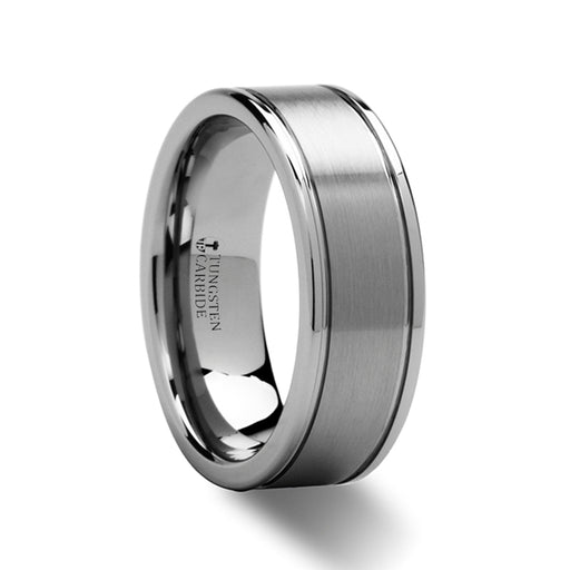 BRIDGEPORT Pipe Cut Brush Finish Tungsten Carbide Ring - 6mm - 10mm