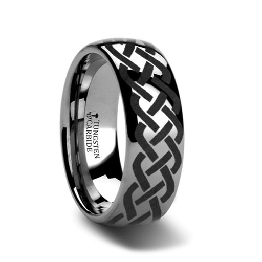 ADDISON Domed Tungsten Ring with Celtic Knot Design - 4mm - 12mm