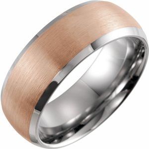 18K Rose Gold PVD Tungsten Beveled Edge Band with Satin Finish TAR52191 - 8 mm