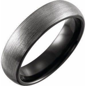 Black PVD Tungsten Band with Satin Finish TAR52183 - 6 mm