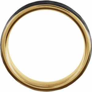 18K Yellow Gold PVD & Black PVD Tungsten Band With Hammer Finish TAR52185 - 4 mm
