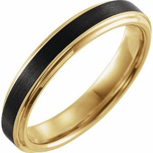 18K Yellow Gold PVD & Black PVD Tungsten Band with Satin Finish TAR52186 - 4 mm