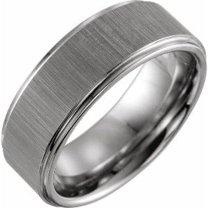 Tungsten Rounded Edge Band with Stone Finish TAR52262 - 8 mm