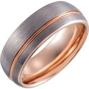 18K Rose Gold PVD Tungsten Grooved Band with Satin Finish TAR52265 - 8 mm