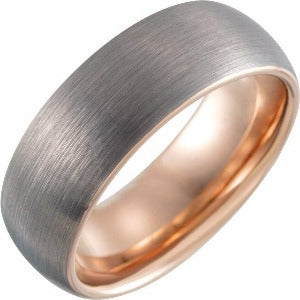 18K Rose Gold PVD Tungsten Half Round Band With Satin Finish TAR52269 - 6 mm - 8 mm