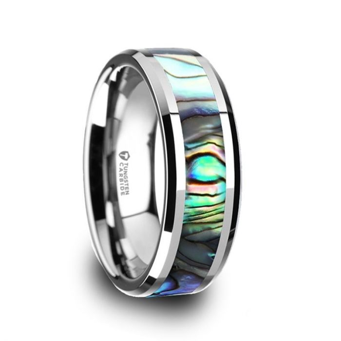 MAUI Tungsten Wedding Band with Mother of Pearl Inlay - 4mm - 10mm