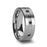 ROYALE Satin Finished Tungsten Ring with Polished Grooved Center and Triple Black Diamonds - 8mm