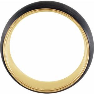 18K Rose/Yellow Gold PVD & Black PVD Tungsten Half Round Band TAR52264 - 8 mm