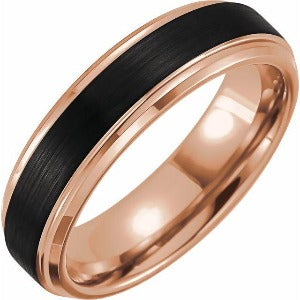 18K Rose Gold PVD & Black PVD Tungsten Band with Satin Finish TAR52266 - 4 mm - 6 mm