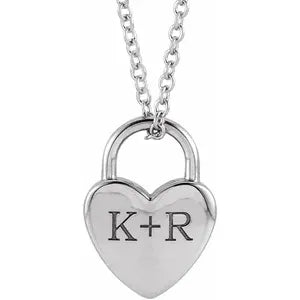 Engravable Heart Lock 16-18" Necklace or Pendant 87595