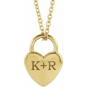 Engravable Heart Lock 16-18" Necklace or Pendant 87595